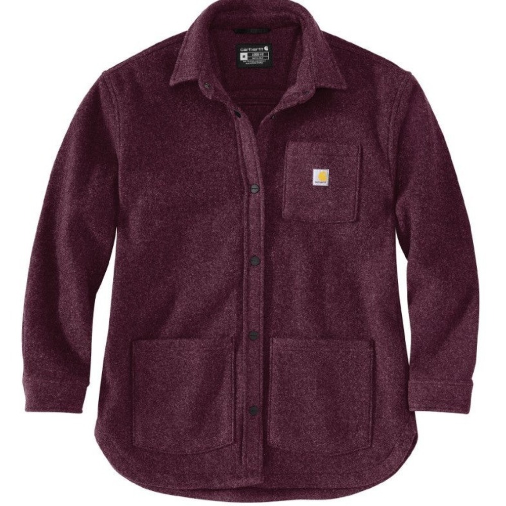 NWOT Carhartt Womens Wool Blend Fleece XS Overshirt Jacket Burgundy - Picture 6 of 6